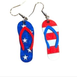 Patriotic Flip Flop Earrings And 2 Bracelets